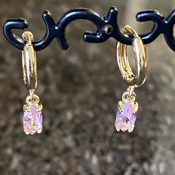 Jewelry - CZ huggie dangle earrings. New.